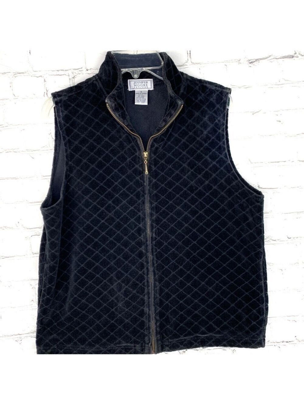 GUC-VINTAGE 80s/90s Jennifer Moore Full ZipUp Front,Quilted, Pocket Velour Vest